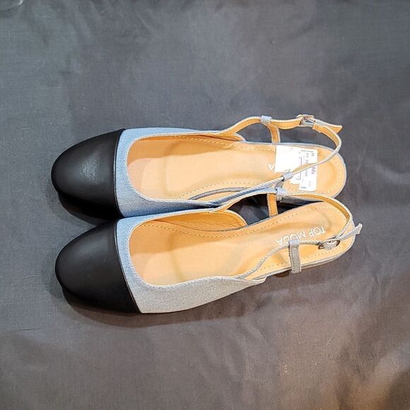 BRAND NEW TOP MODA SLINGBACK LOW BLOCK-HEEL ADJUSTABLE BUCKLE SHOE - Picture 6 of 13